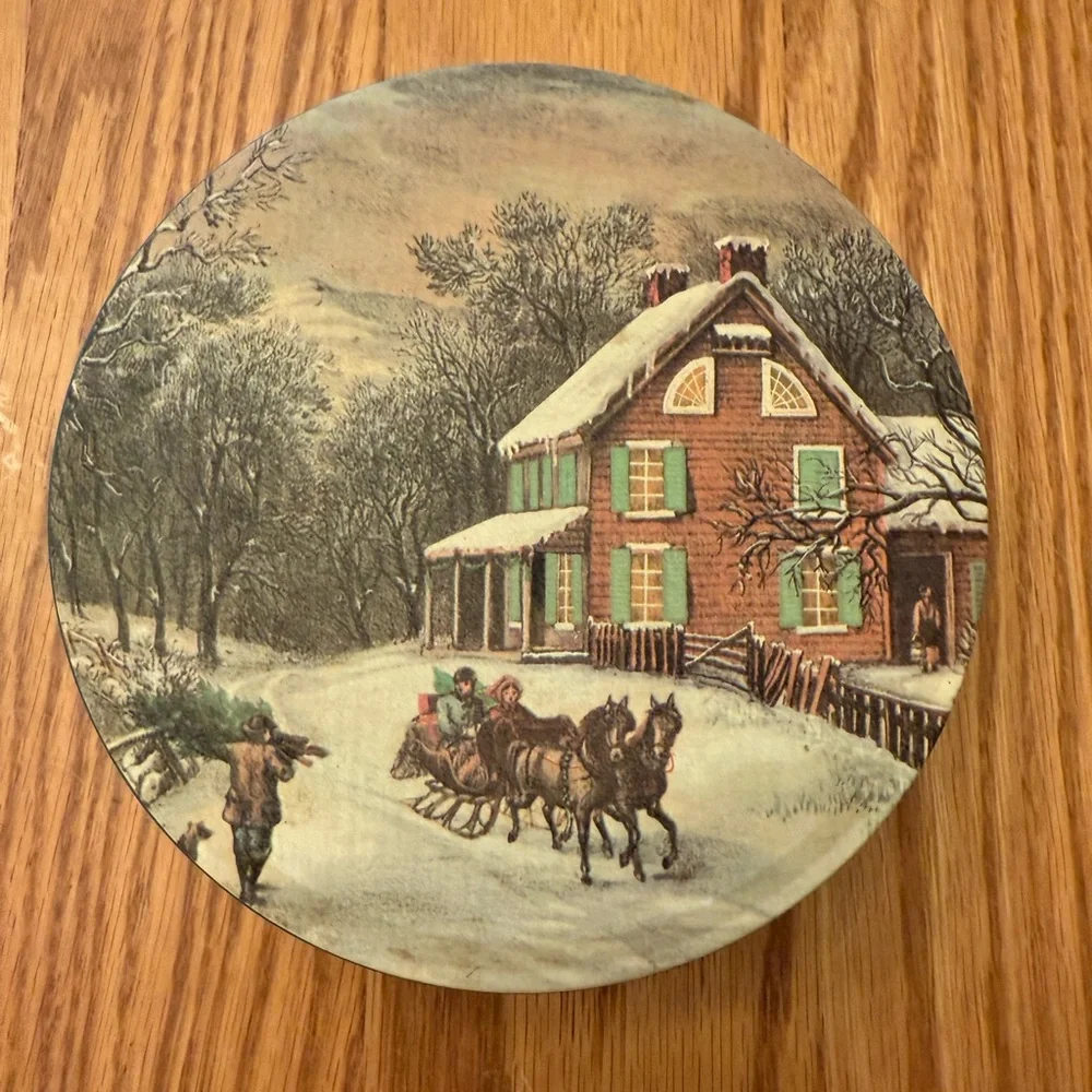 Vintage Winter Scene Tin Box